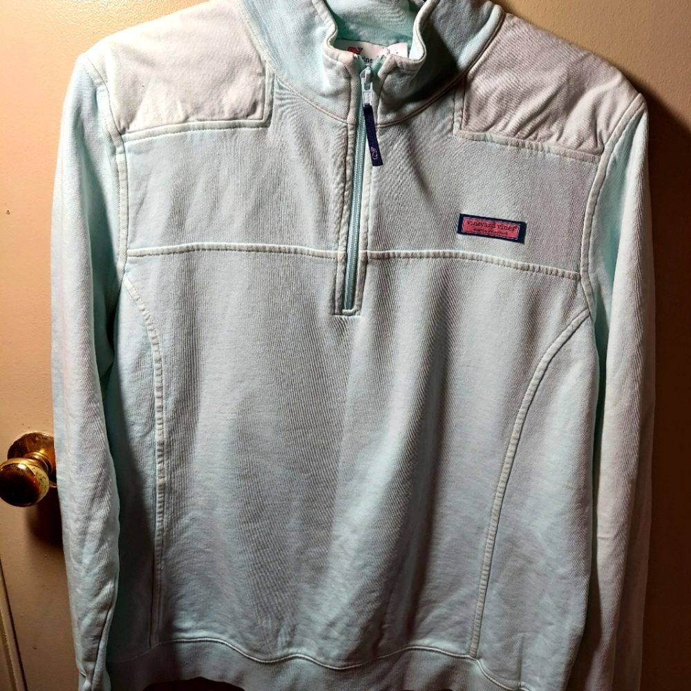 Vineyard Vines Light Blue/green Pullover large errands lunch preppy